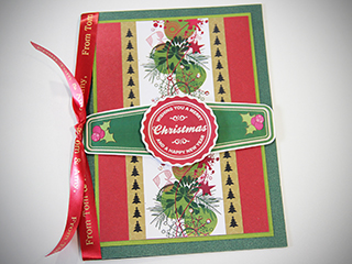 A personalised Christmas card using printed full colour labels from the Brother Design and Craft label printer