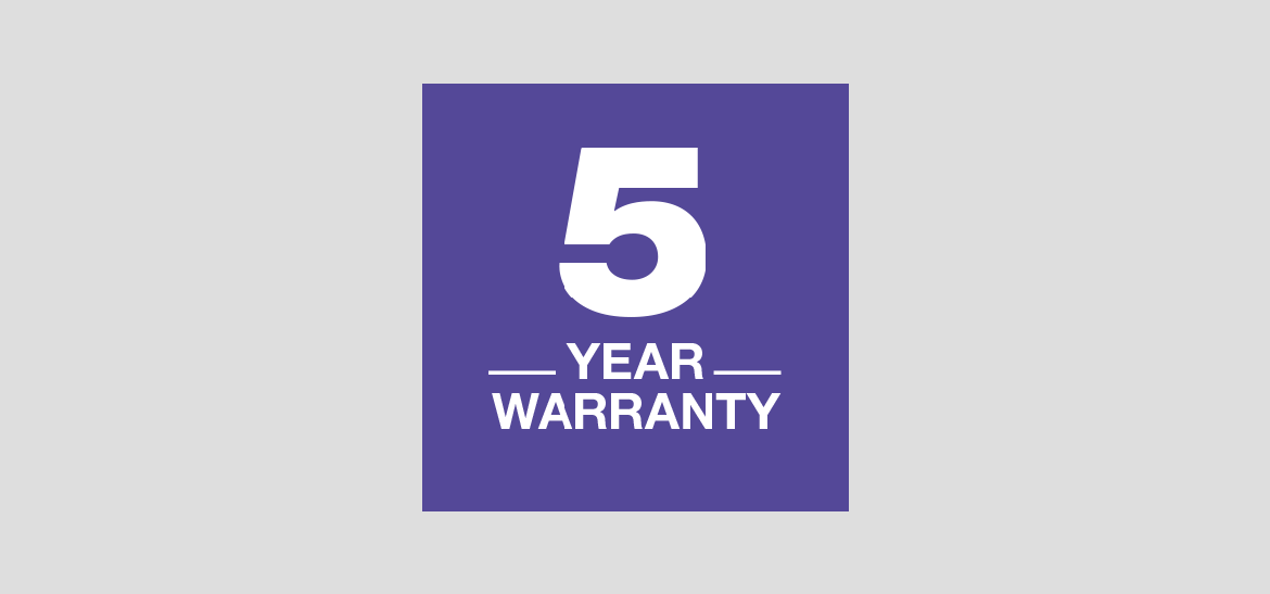 5 year warranty logo for TJ label printers